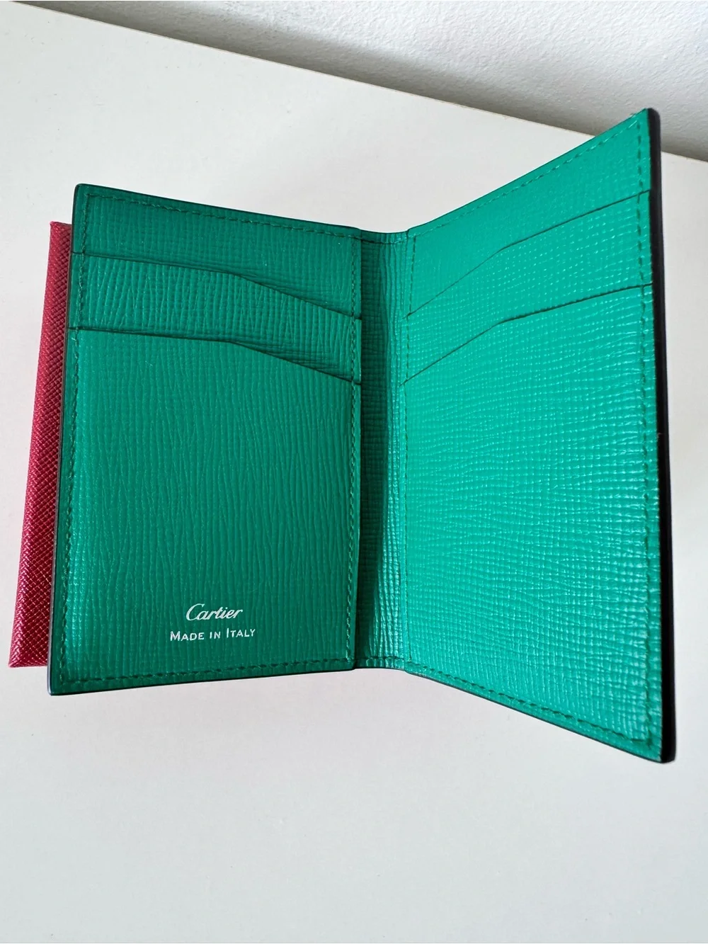 Cartier Losange, 4 Credit Card Holder in Green Grained Calfskin, Leather